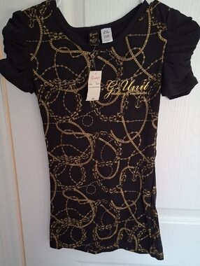G-Unit Women’s Black Short Sleeve Chain-Print‎ Tee
